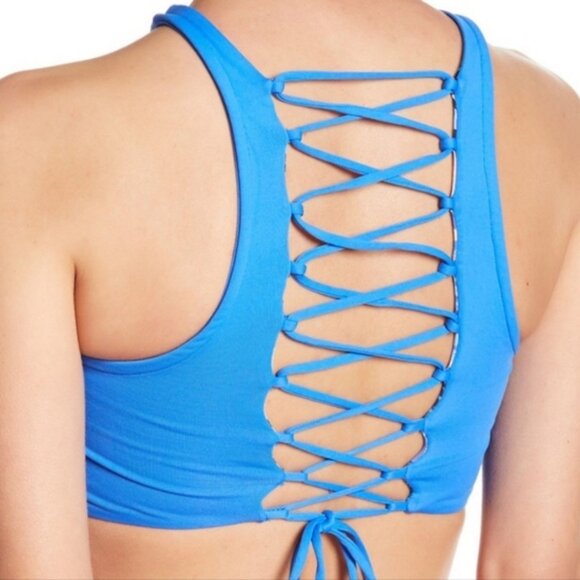 Maaji Blue Floral Reversible Bikini Top Size Large - Picture 3 of 9